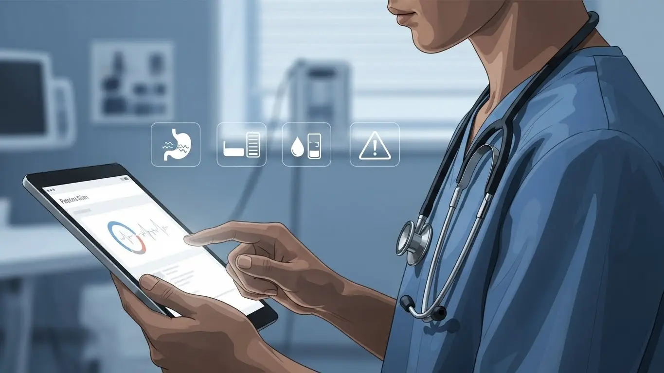 Warning signs and serious side effect red flags that require clinician review